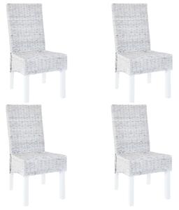 Krzesła stołowe, 4 szt., jasnoszare, rattan Kubu i drewno mango