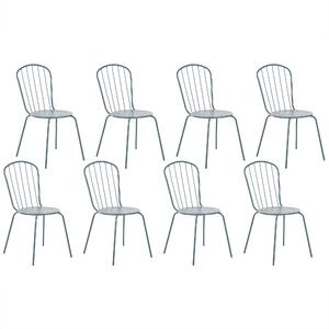 Zestaw krzeseł ogrodowych jasnoniebieski metalowy odporny na rdzę 8 szt Calvi Beliani