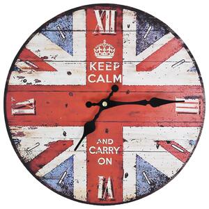 Zegar ścienny w stylu vintage, flaga UK, 30 cm