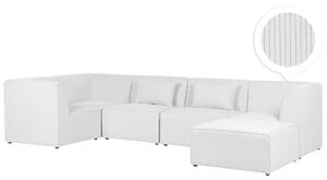 Nowoczesna sofa narożnik prawostronny modułowa 5-osobowa kanapa z otomaną sztruksowa złamana biel Lemvig Beliani
