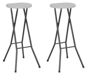 Składane stołki barowe, 2 szt., HDPE i stal, białe