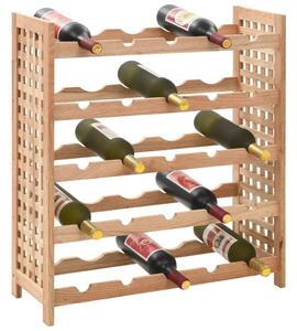 Stojak na 25 butelek wina, lite drewno orzechowe, 63x25x73 cm