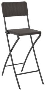 Składane krzesła, 2 szt. HDPE i stal, brązowe, rattanowy wygląd