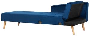 Narożnik welurowy prawostronny sofa rozkładana pikowane oparcie niebieski Vadso Beliani
