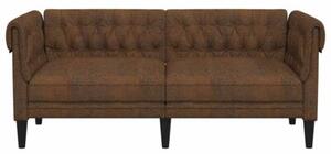 Sofa chesterfield, dwuosobowa, brÄ zowa, obita tkaninÄ