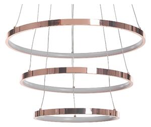 Nowoczesna lampa wisząca LED okrągła 3 pierścienie metalowa różowe złoto Atrek Beliani