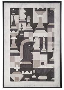 Obraz drukowany płótno rama geometryczny wzór pionek szachy 63x93cm szary Bando Beliani