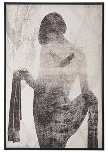 Obraz drukowany płótno rama motyw kobiety elementy natury 63x93cm szary Voltano Beliani