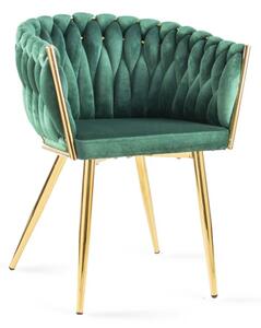 Fotel w stylu glamour LARISSA - zielony / noga złota