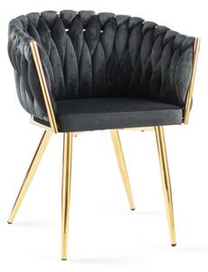 Krzesło z wygodnym siedziskiem LARISSA - czarne noga złota