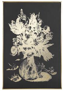 Obraz drukowany płótno rama motyw kwiatów 63x93cm złoty Oriano Beliani