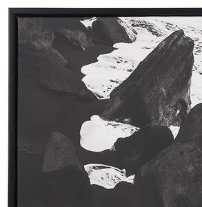 Obraz drukowany płótno rama morski motyw 63x93cm biało-czarny Siziano Beliani