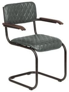 Krzesła z podłokietnikami, 4 szt. szare, skóra naturalna