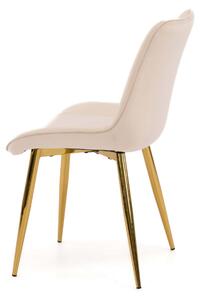 EMWOmeble Krzesło Glamour beżowe DC-6020 welur, złote nogi