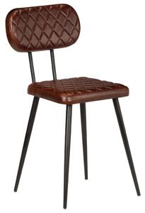 Krzesła stołowe, 2 szt., brązowe, skóra naturalna