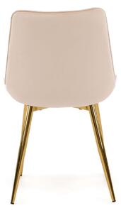 EMWOmeble Krzesło Glamour beżowe DC-6020 welur, złote nogi