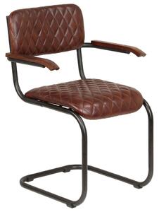 Krzesła z podłokietnikami, 2 szt., brązowe, prawdziwa skóra