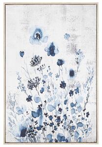 Obraz na płótnie w ramie kwiaty pole 63 x 93 cm niebiesko-szary Barbania Beliani