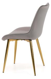 EMWOmeble Krzesło Glamour jasnoszare DC-6020 welur #20, złote nogi