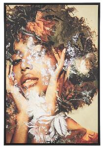 Obraz w ramie 63 x 93 cm drukowany na płótnie kobieta kwiaty wielokolory Civago Beliani