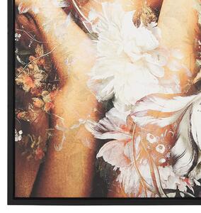 Obraz w ramie 63 x 93 cm drukowany na płótnie kobieta kwiaty wielokolory Civago Beliani