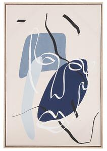 Obraz w ramie 63x93 cm drukowany płótno twarz linia niebiesko-beżowy Osteriola Beliani