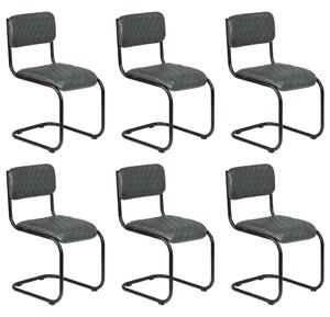 Krzesła z podłokietnikami, 6 szt., szare, skóra naturalna