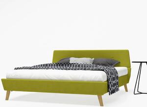 Łóżko z materacem memory, zielone, tkanina, 160x200 cm
