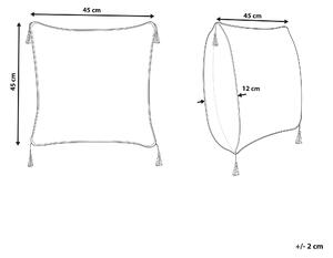 Zestaw 2 poduszek poliestrowych z frędzlami 45x45 cm beżowa z czarnym Pulmonaria Beliani