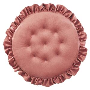 Poduszka na krzesło welurowa różowa okrągła ø 40 cm pikowana z falbankami Kalanchoe Beliani
