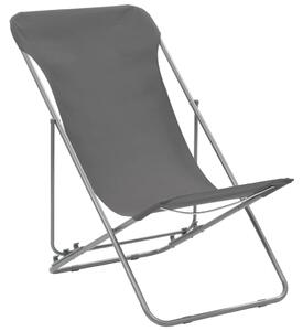 Składane krzesła plażowe, 2 szt., stal i tkanina Oxford, szare