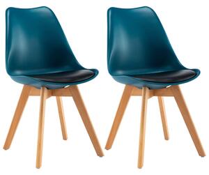 Krzesła stołowe, 2 szt., turkusowo-czarne, sztuczna skóra