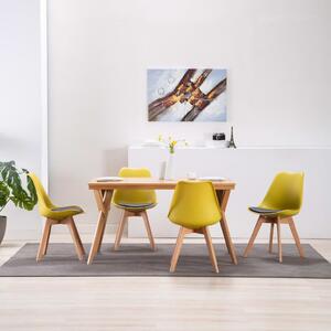 Krzesła stołowe, 4 szt., żółto-czarne, sztuczna skóra