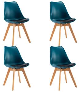 Krzesła stołowe, 4 szt., turkusowo-czarne, sztuczna skóra