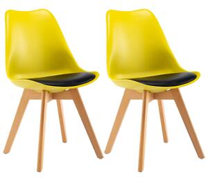 Krzesła stołowe, 2 szt., żółto-czarne, sztuczna skóra