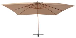Wiszący parasol z drewnianym słupkiem, 400 x 300 cm, taupe