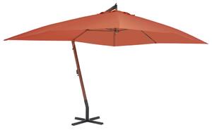 Wiszący parasol z drewnianym słupkiem, 400 x 300 cm, terakotowy