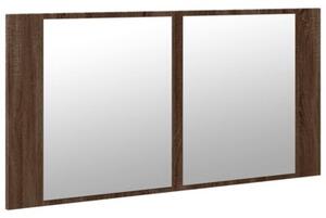 Szafka łazienkowa z lustrem i LED, brązowy dąb, 90x12x45, akryl