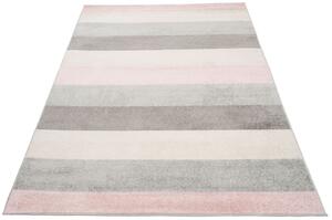 Biało-różowy dywan dziecięcy w pasy - Caso 8X