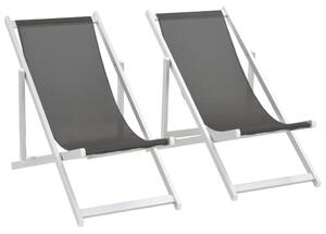 Składane krzesła plażowe, 2 szt., aluminium i textilene, szare