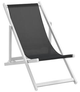 Składane krzesła plażowe, 2 szt., aluminium i textilene, czarne