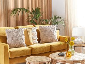 2 poduszki dekoracyjne bawełna ręcznie tkane 45 x 45 cm beżowe Corydalis Beliani