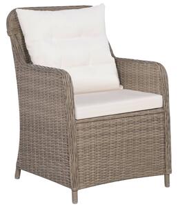 Krzesła ogrodowe z poduszkami, 2 szt., polirattan, brązowe