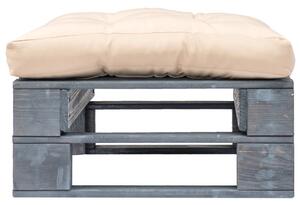 Ogrodowe siedzisko z palet, piaskowa poduszka, szare drewno