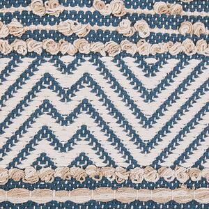 Poduszka dekoracyjna bawełna ręcznie tkana 45 x 45 cm beżowo-niebieska Dewberry Beliani
