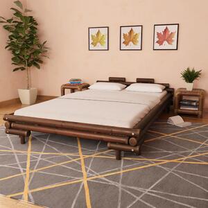 Rama łóżka, ciemnobrązowa, bambusowa, 140 x 200 cm
