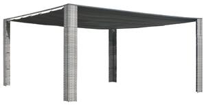 Altana z suwanym dachem, polirattan, 400x400x200 cm, szara