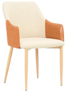 Krzesła stołowe, 2 szt., brązowo-kremowe, tkanina