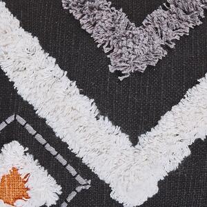 Poduszka dekoracyjna bawełna ręcznie tkana 30 x 50 cm czarna Viburnum Beliani