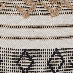 Poduszka dekoracyjna bawełna ręcznie tkana 45 x 45 cm beżowo-czarna Sambucus Beliani